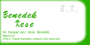 benedek kese business card